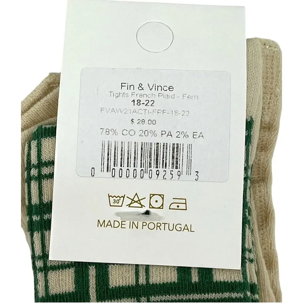 Fin & Vince NWT Tights French Plaid Fern 18–22  Months. Boutique Kids. Portugal